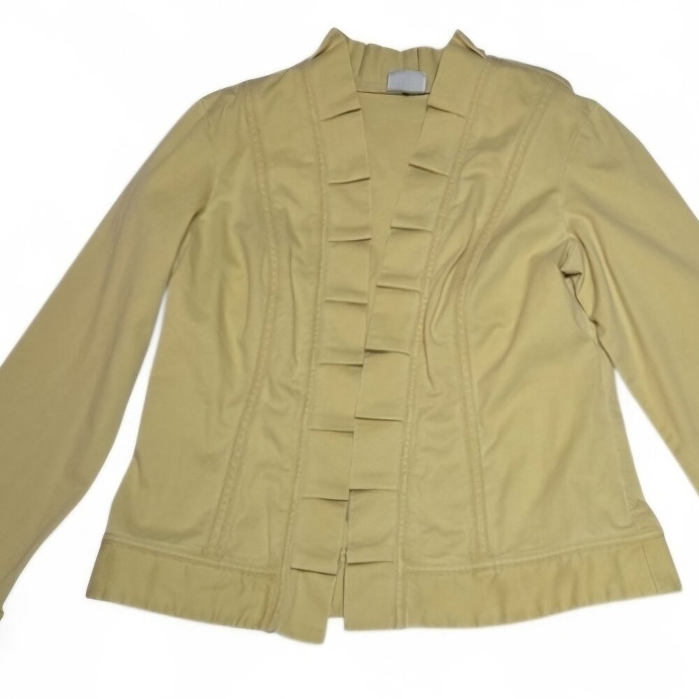 Chico's Butter Yellow Soft Stretch Ruffle Jacket Blazer Coat 12